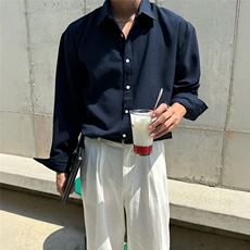 藏青色肌理面料男士长袖衬衫S141/P55控85，男装衬衫，电商A242