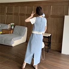 法式小香风套装裙女2025夏季新款高级感气质无袖背心半身裙两件套，女装套装/套裙，2C098