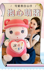 乐乐玩具厂 情侣款萌萌可爱抱心猪