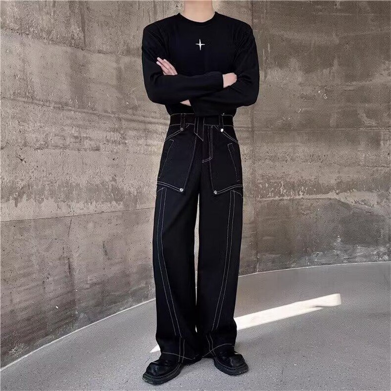 个性设计辑明线结构休闲裤小众暗黑多层次牛仔裤N944,男装休闲裤,星座1116A（原606A-3）