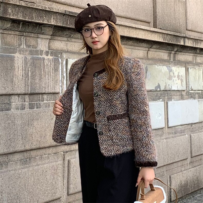 2025冬季新款单排扣时尚气质保暖短款羽绒服外套,女装羽绒服,天丝秀