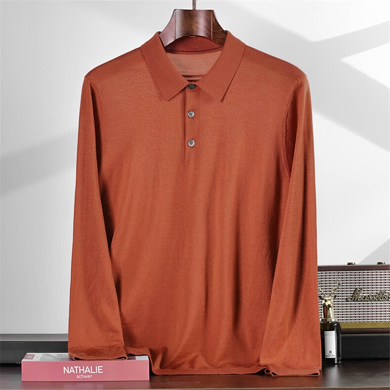 2025年秋季长袖套头polo衫时尚百搭通勤，男装针织衫/毛衣，绒之心羊绒