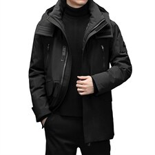 90%鹅绒男士连帽可卸中长款休闲羽绒服冬季新款外套ZG2903-P410图片