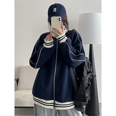 1506-1/W68261/P53美式小香风复古米白色棒球服短外套男春季百搭，女装短外套，星座1506-1