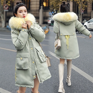 2020棉服刺绣女中长款新款冬季韩版时尚气质收腰工装棉衣 派克服图片
