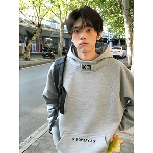 新款连帽卫衣男女韩版宽松设计感小众小个子上衣套头WX96图片