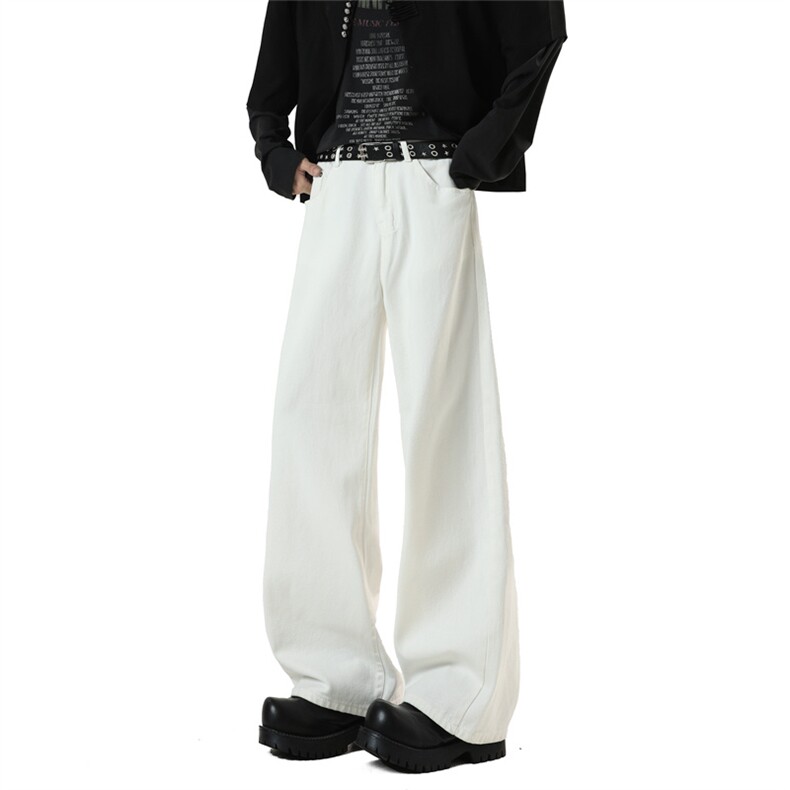 破洞牛仔裤男美式复古潮牌痞帅扎染工装阔腿高街显瘦弯刀长裤P55，男装牛仔裤，星座610B-1