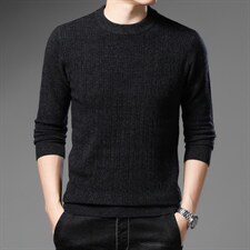 秋冬新款中年男纯羊毛针织衫圆领套头加厚打底衫ALXB8818-P175图片