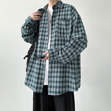 宽松格子衬衫男KD613-P45，男装衬衫，电商D312-1