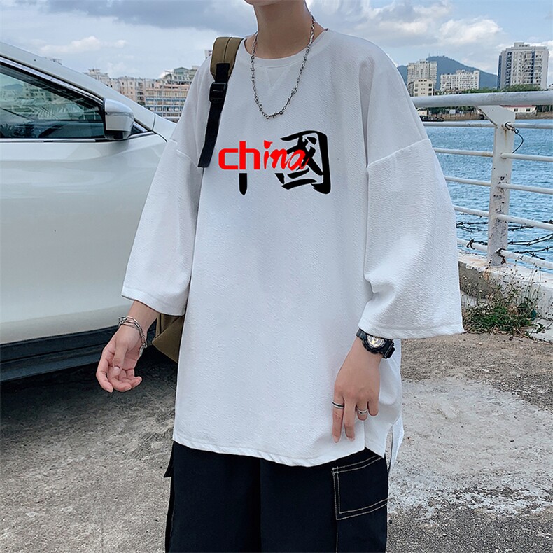 Q11189-P30春夏季七分袖t恤男大码五分袖男短袖中袖,男装T恤,电商A040