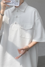 高品质盘扣短袖POLO衫男夏季宽松纯色上衣t恤10031-特P40控68，男装T恤，电商A059