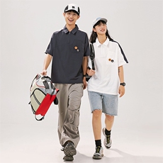 2025夏季新款男日系潮牌拼色polo衫宽松翻领短袖T恤PL66-F55，男装Polo衫，电商A101（原外27）