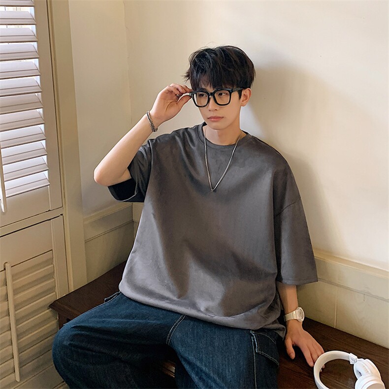 特批！!港风重磅麂皮绒短袖美式高街t恤男大码半袖男DX517P22,男装T恤,星座1204-3