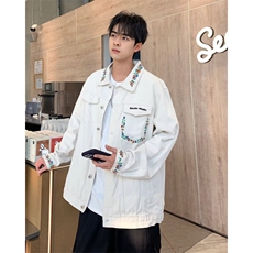 美式潮牌刺绣牛仔夹克男2024新款，男装夹克，星座716-4