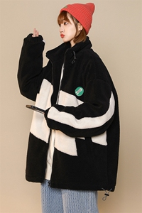 冬款中性风加绒加厚棉衣外套拼接羊羔绒棉服男士8146-P115控价158图片