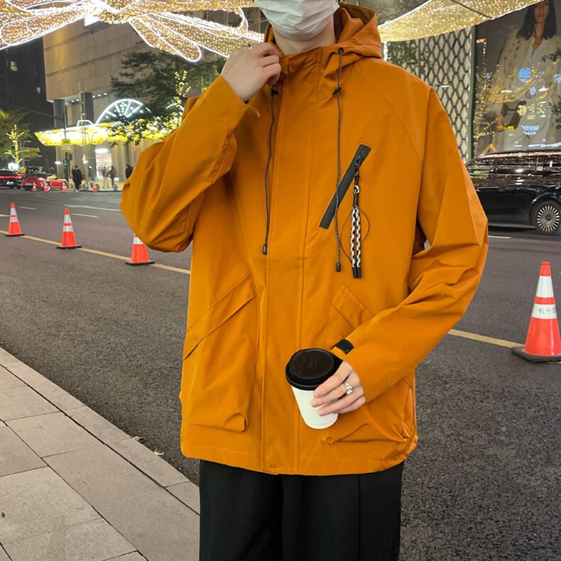 春装户外夹克防风机能连帽冲锋衣短外套男女日系夹克工装露营登山,男装风衣,星座218-8
