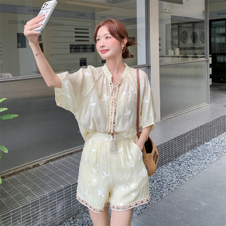 现货主推重工艺刺绣女夏新款休闲减龄穿搭两件套A2601-139-K218,女装套装/套裙,美静678