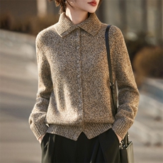 2026年秋季时尚百搭通勤简约休闲加厚花纱丝绒包扣开衫,女装羊毛衫,暖烁羊绒, 2026年秋季时尚百搭通勤简约休闲加厚花纱丝绒包扣开衫,女装羊毛衫,暖烁羊绒,