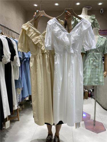 现货!韩系甜美荷叶边后背镂空连衣裙，女装连衣裙，FUXINXIN 福歆歆