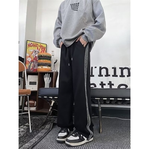 休闲裤男女韩版潮流三条杠拼色卫裤束脚裤2024冬ins长裤K5883-P39