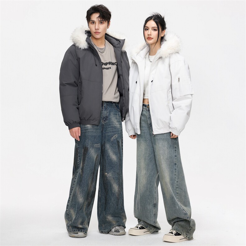 连帽毛领派克服男冬季座山雕工装棉服情侣棉衣外套MY2525-P100图片