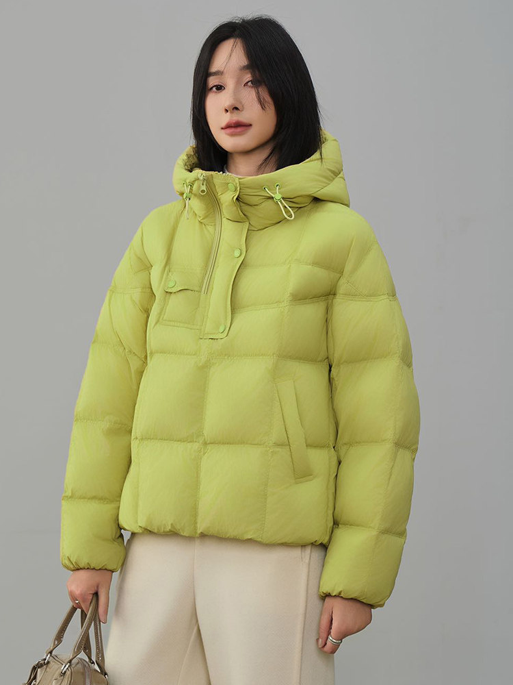 现货2025年冬季新款90白鸭羽绒休闲风套头羽绒服女外套,女装羽绒服,阳光伊恋