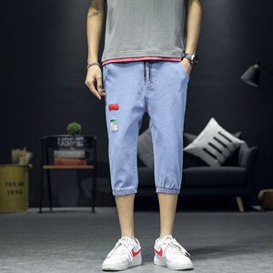 夏季牛仔裤男士束脚七分休闲裤工装宽松胖子加肥加大码裤YD02图片