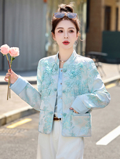 新中式刺绣提花短外套女2026春装新款今年超火小香风上衣，女装短外套，艾仟回(原伊仟回)