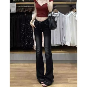 美式辣妹风微喇牛仔裤女装春季2025新款高腰修身拖地裤显瘦长裤子图片