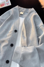 8XL-M春季开衫V领卫衣男港风日系慵懒风痞帅长袖上衣服外套KS001，男装卫衣，电商B312