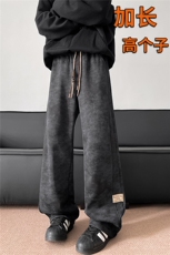 春季加长版裤子男款痞帅脏脏阔腿裤185cm110直筒休闲长裤KZ025P45，男装休闲裤，电商B312