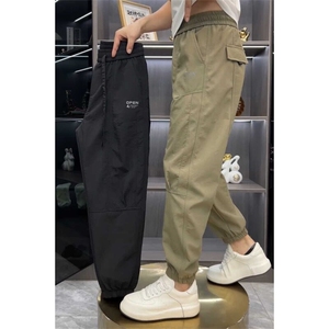 春季潮牌2025新款束脚运动裤男士字母百搭休闲裤痞帅哈伦运动裤男图片