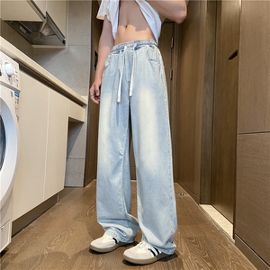 软糯松弛感冰丝牛仔裤男夏季薄款oversize宽松直筒垂感春秋休闲裤图片