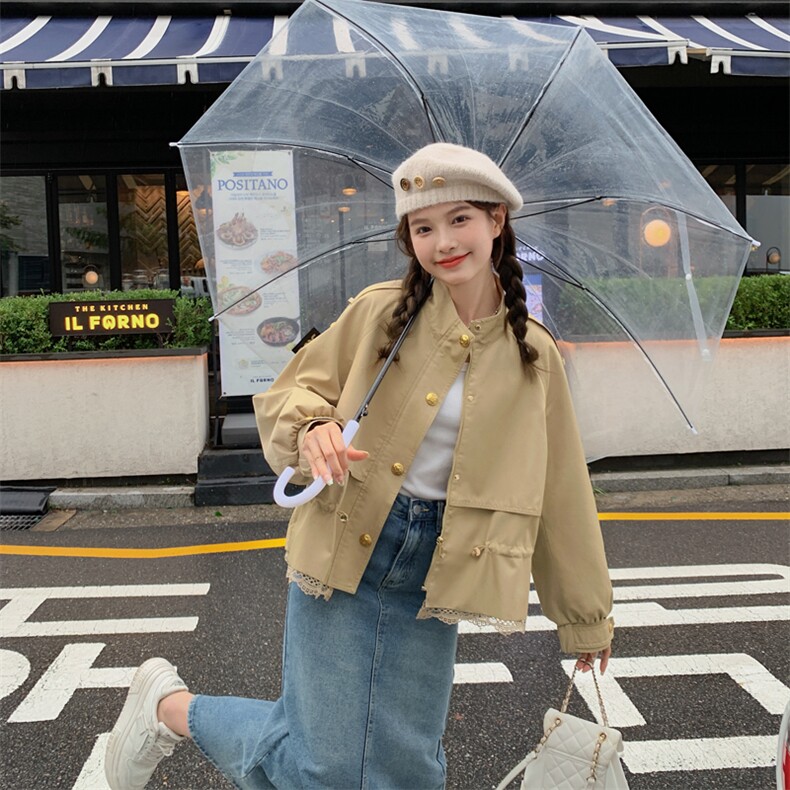 现货数据26春秋新款花边拼接小香风衣上衣外套女182-8519P135K188,女装短外套,浙宝182A