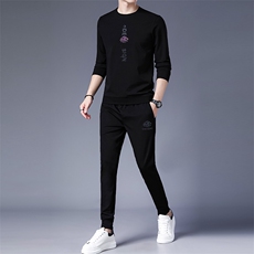 SA8927-2钱塘2020-2中青年男士冬季厚款圆领卫衣休闲套装P137，男装休闲套装，钱塘207-2