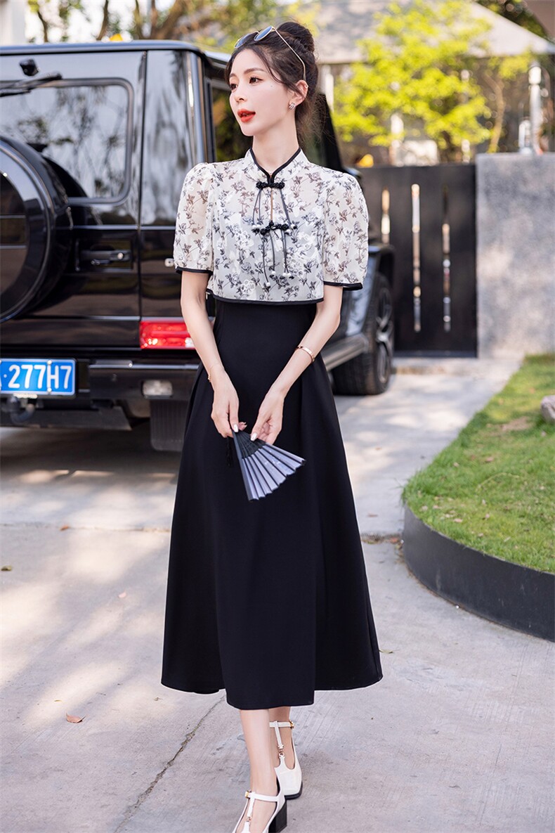 改良旗袍女2024年夏季新款新中式气质女神范吊带连衣裙,女装连衣裙,韩蜜菓