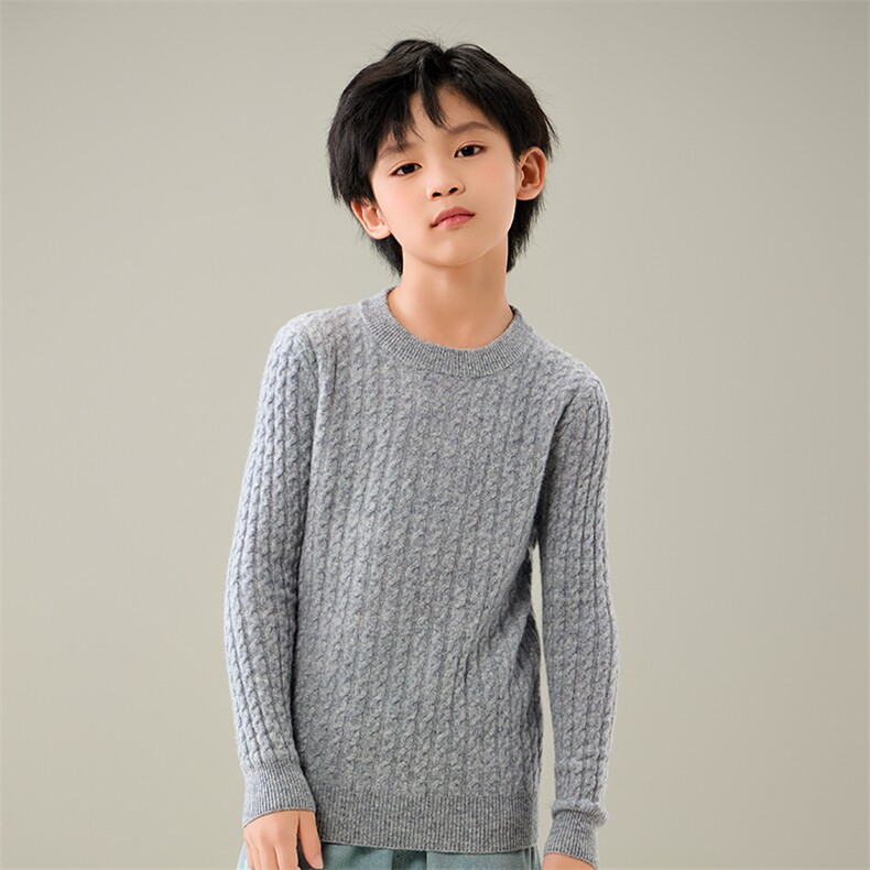 时尚百搭通勤休闲扭花儿童羊毛衫，童装儿童羊毛衫，奥澜羊绒