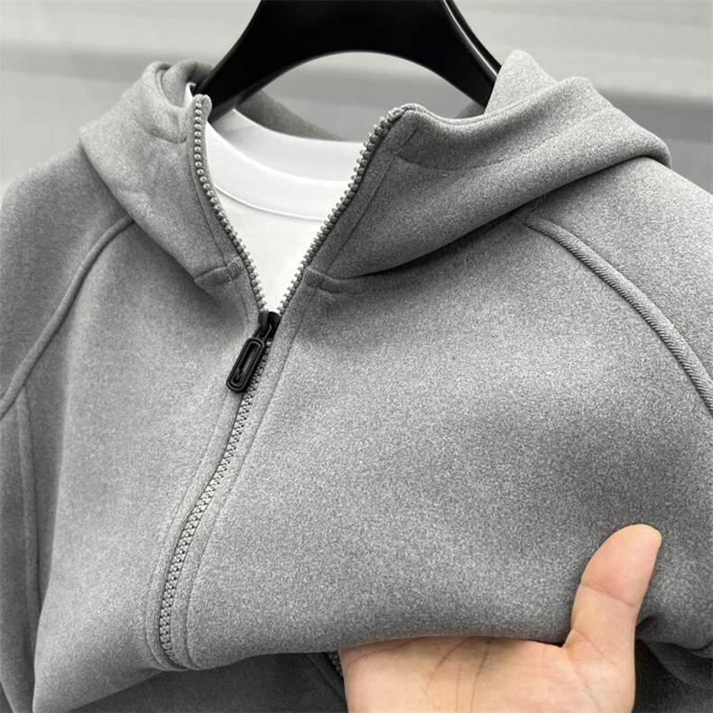 男士春秋冬季新款连帽保暖衣高品质羊毛拉链开衫双面磨毛外套,男装棉衣,电商B212（原钱塘6029）