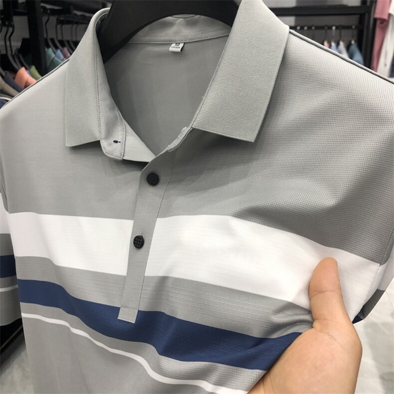 2023夏季新款男士短袖T恤polo衫中年商务休闲男装薄款翻领上衣男,男装Polo衫,电商B212（原钱塘6029）