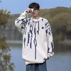 扎染毛衣男秋冬美式慵懒风圆领针织衫BM622-P45，男装针织衫/毛衣，星座1109-3