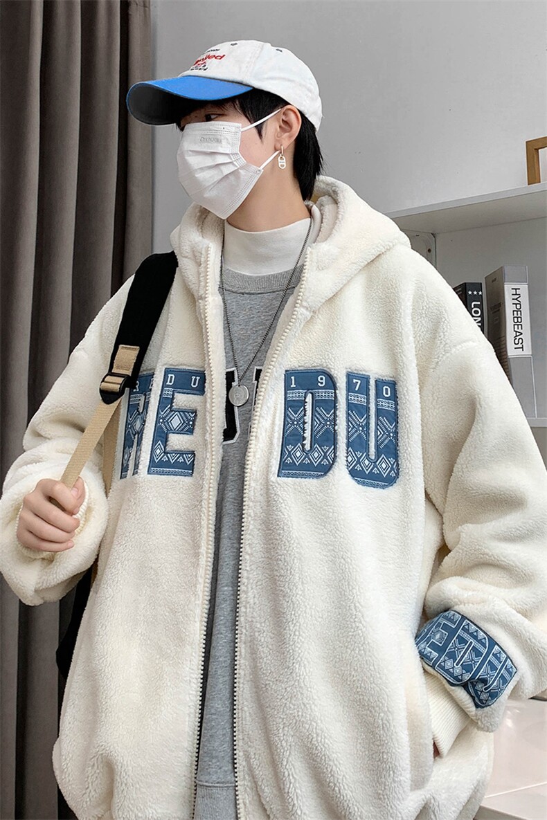 冬上新港风学生加绒加厚棉衣羊羔绒连帽外套男女988-P110控价158,男装棉衣,电商A441-1