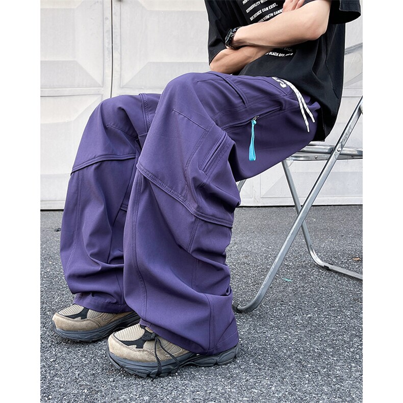 美式复古伞兵工装裤男春夏潮宽松休闲户外运动直筒冲锋裤KZ17-P55,男装休闲裤,星座308B-1