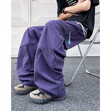 美式复古伞兵工装裤男春夏潮宽松休闲户外运动直筒冲锋裤KZ17-P55，男装休闲裤，星座308B-1