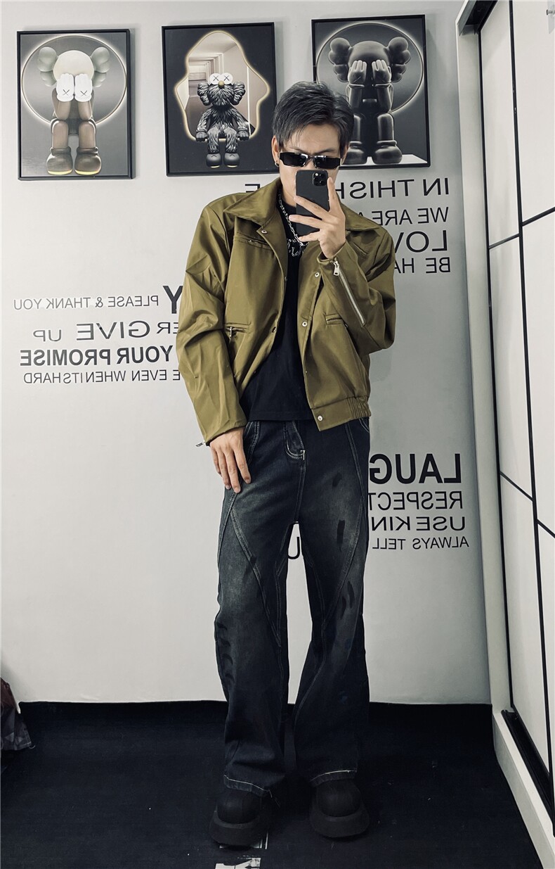 牛仔/蓝色做旧微喇叭牛仔裤高街长裤K6082-P58,男装牛仔裤,星座1109-3