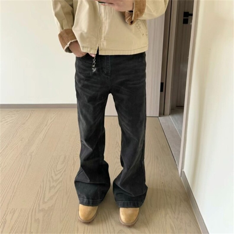 复古风水洗黑色牛仔裤男百搭宽松直筒显瘦长裤HB223P44,男装牛仔裤,星座1112-1