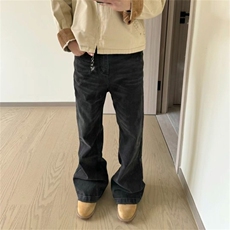 复古风水洗黑色牛仔裤男百搭宽松直筒显瘦长裤HB223P44，男装牛仔裤，星座1112-1
