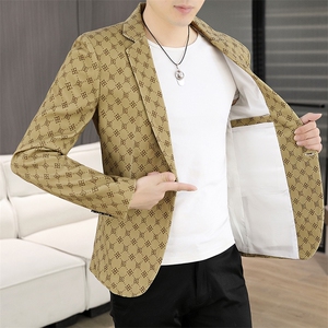 X616-P85 2025秋装时尚男士格纹小西装时尚修身西服图片