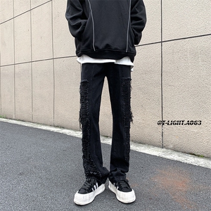 美式ins高街hiphop流苏牛仔裤货号K2318P60控78图片