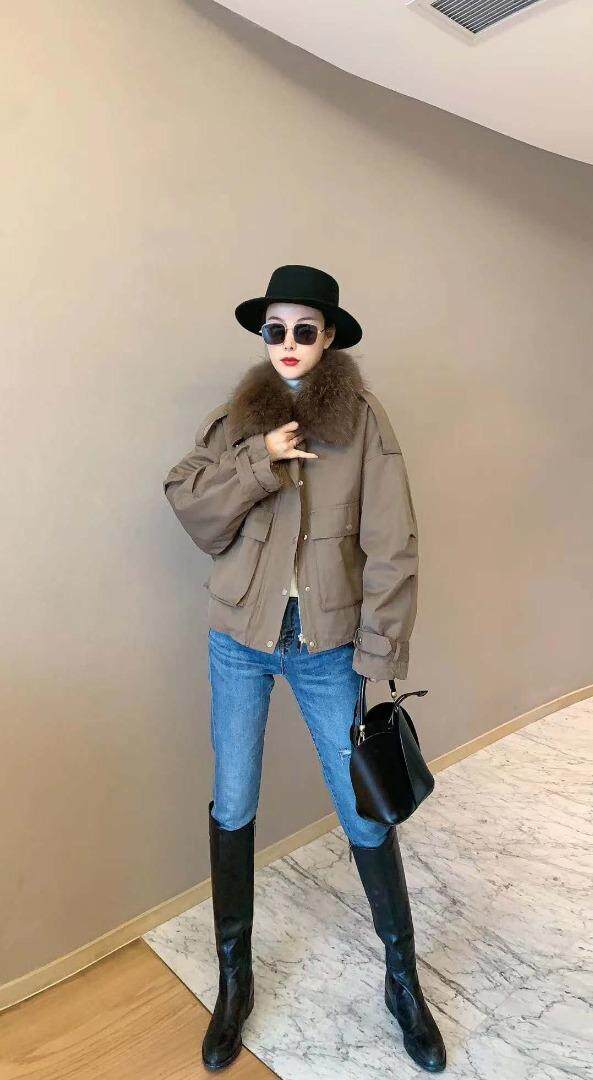 冬季新款貉子毛大毛领派克服，女装，西子玛雅