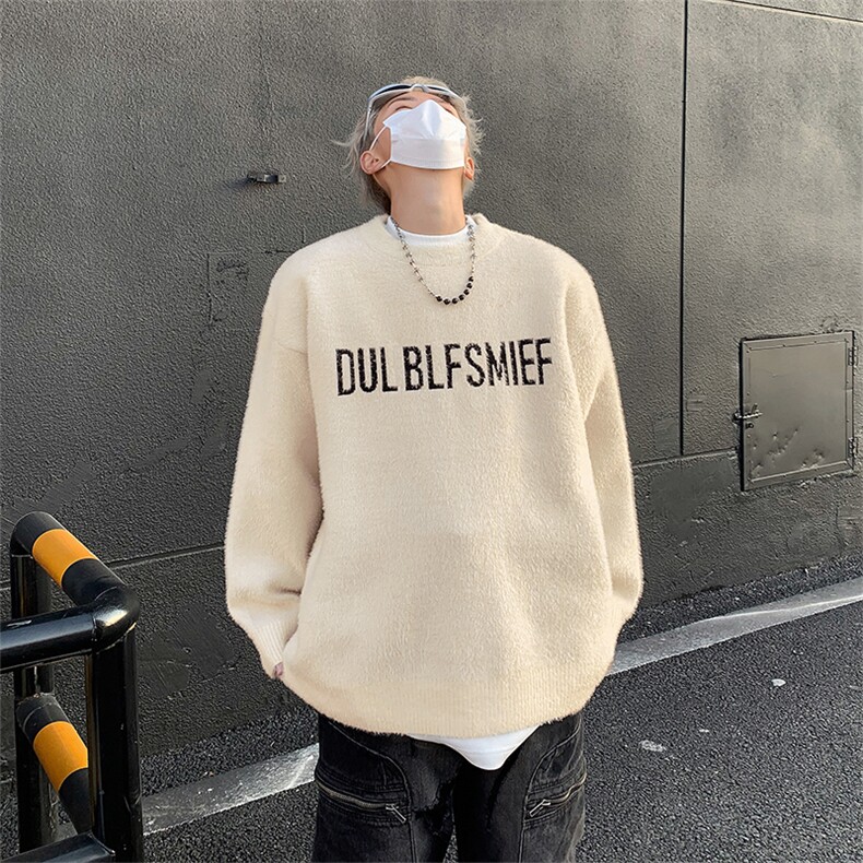 秋冬软糯慵懒风百搭毛衣美式潮牌休闲宽松圆领针织衫男M1697-P60，男装针织衫/毛衣，星座512-4